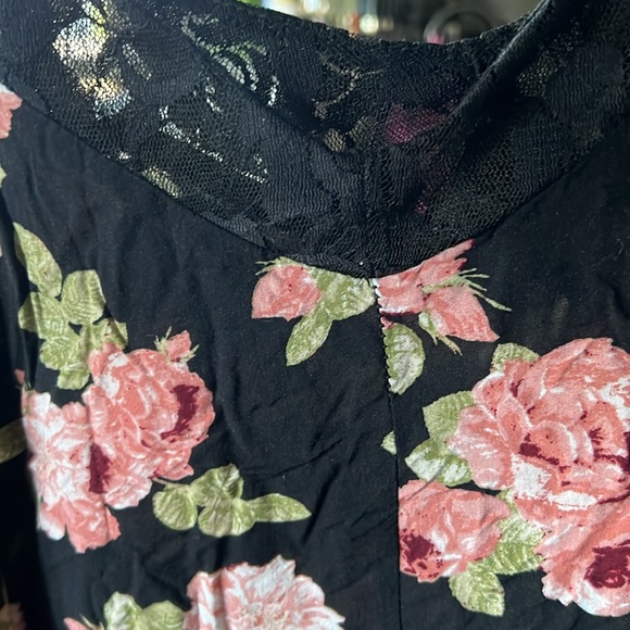 Rue21 Black, Pink, Green, White, Lace Insert Floral Slip Dress Size Large - Picture 9 of 9